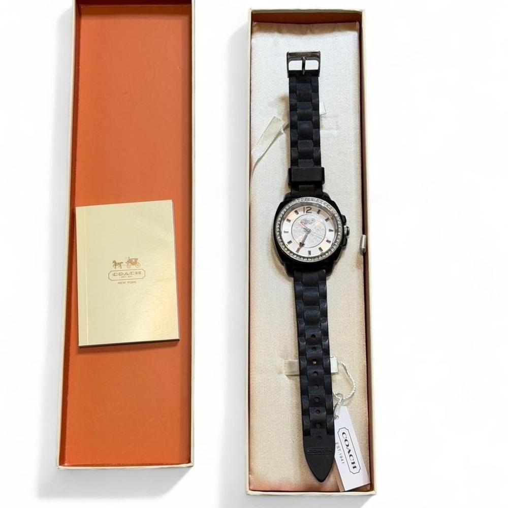 Coach Black Band Watch. Rhinestones‎ around the face